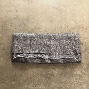 Eileen Fisher Pewter Metallic Krinkle Clutch Bag